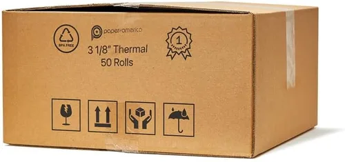 Vista 7 de Rollos de papel térmico de 3 1/8 x 230 – Paper of America [50/paquete] sin BPA de 48 GSM, núcleo de tubo sólido, papel de recibo CC para terminales