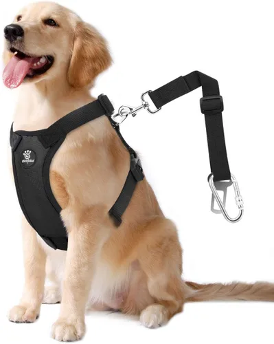 Vista 14 de VavoPaw cinturón de seguridad para perro, arnés de coche con hebilla ajustable para perro, cinturón de seguridad de nailon para mascotas, resistente