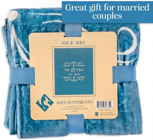 Vista 3 de 1i4 Group Manta Mr & Mrs 2026, regalo de boda, azul