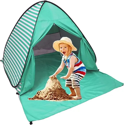 Vista 7 de Tienda de campaña de playa desplegable con protección solar UPF 50+, toldo cabaña para 2-3 personas para adultos, bebés, niños, actividades al aire