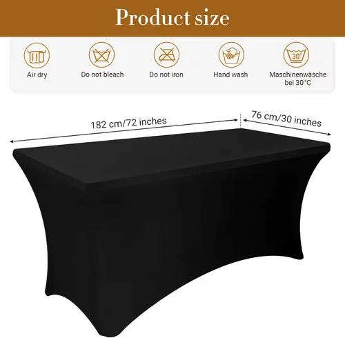 Vista 2 de Paquete de 6 manteles de elastano, manteles de elastano elásticos de 6 pies para mesas de 6 pies, mantel elástico rectangular universal ajustable