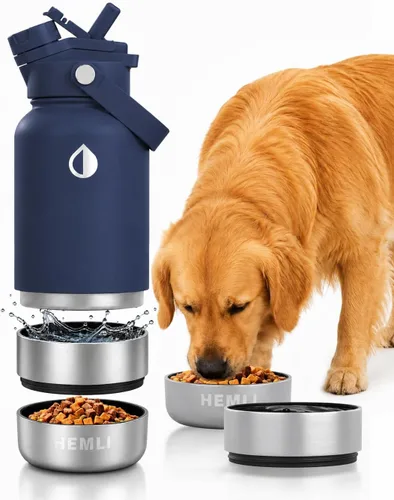 Vista 18 de Botella de agua para perros, botella de agua de viaje aislada para perros, dispensador de botellas de agua para mascotas de acero inoxidable