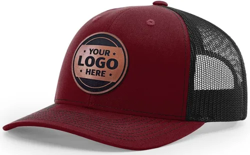 Vista 21 de Sombrero de parche de cuero de camionero personalizado grabado con láser