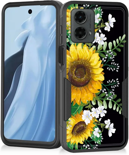 Vista 78 de Funda para Moto G Play 4G 2024, resistente de doble capa híbrida de policarbonato duro, goma suave, a prueba de golpes, funda protectora resistente
