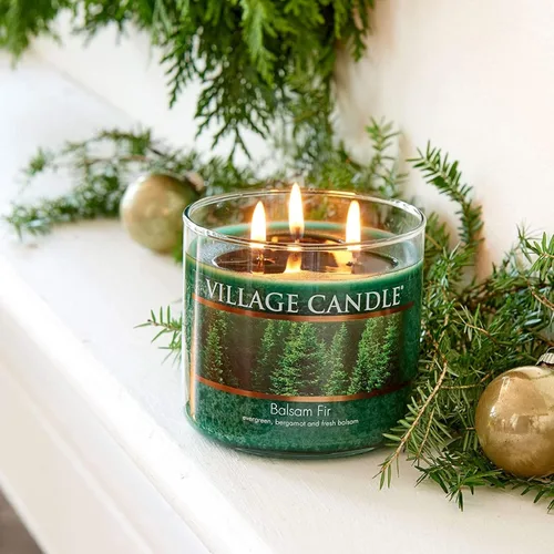 Vista 4 de Village Candle - Vela perfumada de abeto balsámico en tazón de vidrio, 17 oz, Mediana, Verde