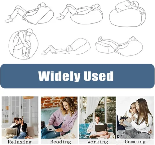 Vista 5 de Morbuy Puf para niños y adultos (sin relleno), funda suave y perezosa para sofá cama, lavable, almacenamiento de gran tamaño para interiores y Marrón
