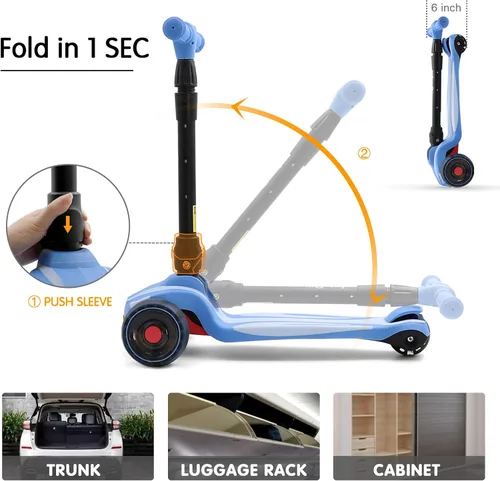 Vista 6 de LOL-FUN Scooter para niños de 3 a 12 años, paquete azul y amarillo