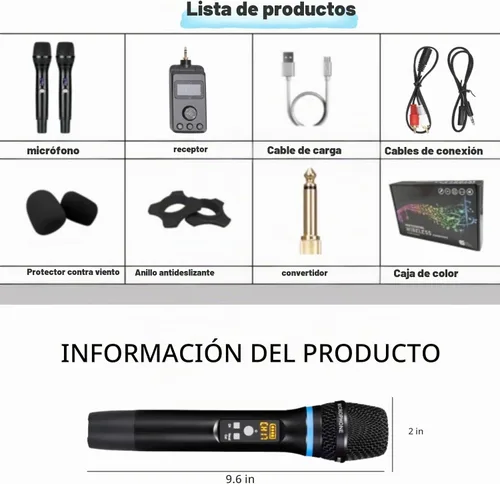 Vista 8 de Microfono, micrófonos recargables duales inalámbricos para karaoke con receptor para canto de karaoke, discurso, iglesia, compatible con teléfono