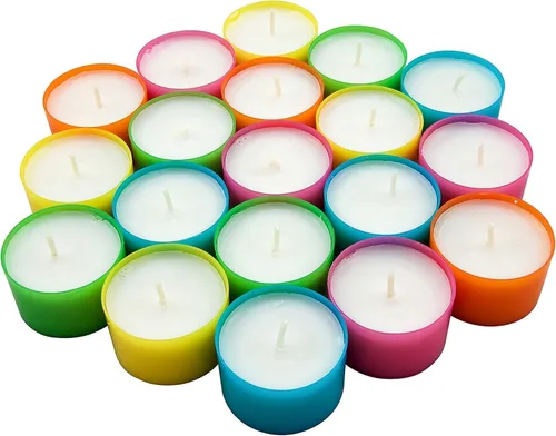 Vista 7 de Stonebriar - Juego de 48 velas de té multicolor sin perfume con tiempo de combustión de 6 a 7 horas