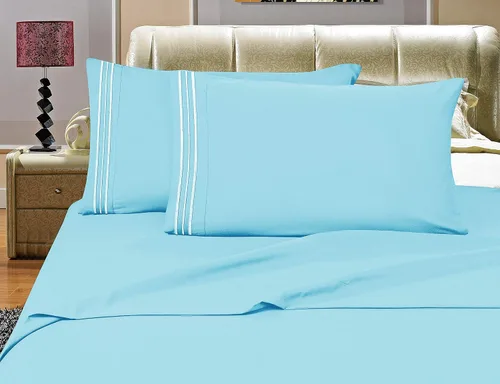 Vista 2 de Elegant Comfort Juego de sábanas de lujo en Amazon 1500 Premier resistente a las arrugas, la decoloración y las manchas, juego de sábanas de 4