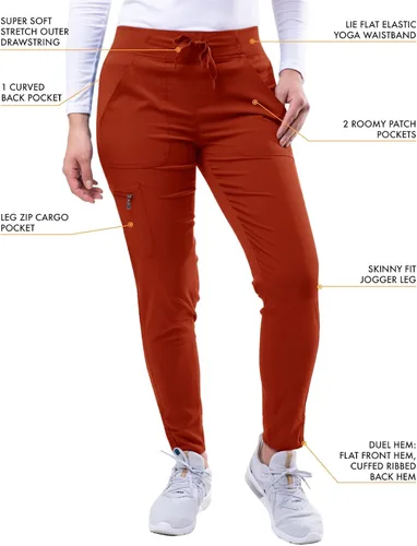 Vista 4 de Adar Pro - Conjunto moderno de ropa quirúrgica atlética para mujer Camiseta quirúrgica moderna con cuello en V y pantalones quirúrgicos de yoga