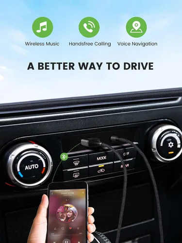 Vista 2 de HVMLAK Adaptador auxiliar Bluetooth 5.2 para automóvil, conector USB de 0.138 in, llamada manos libres, transmisión de música para camiones