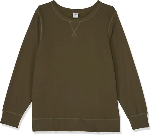 Vista 16 de Amazon Essentials Sudadera de forro polar con cuello redondo y manga larga para mujer Rayas horizontales blanco marino