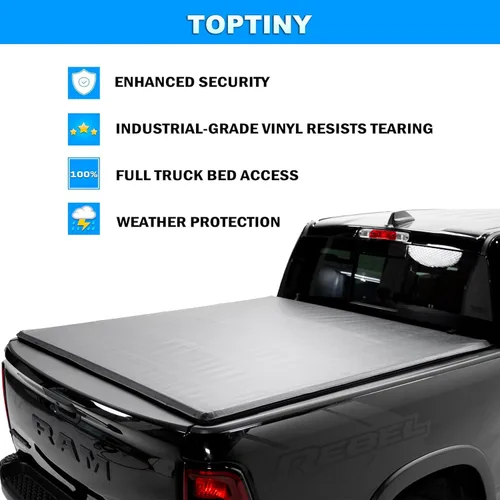 Vista 7 de Toptiny Cubierta enrollable suave para caja de camioneta, SR004, compatible con Chevy Silverado 2014 - 2018, GMC Sierra de 6 pies 5 pulgadas