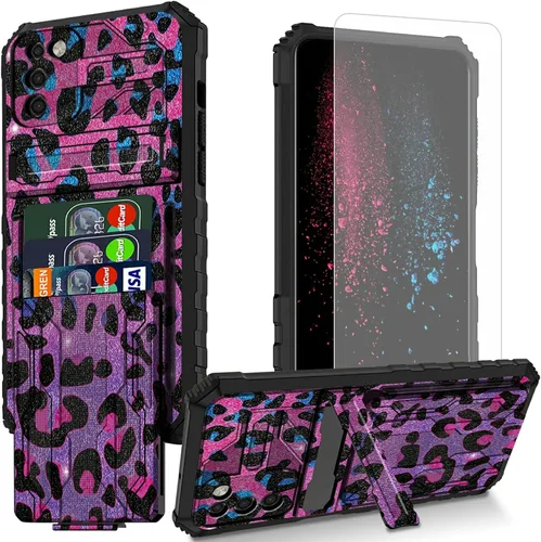 Vista 13 de Funda para teléfono Samsung Galaxy A54 con protector de pantalla, funda con ranura para tarjetas desmontable incorporada, con función atril, a