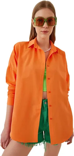 Vista 3 de BIG DART - Camisas de gran tamaño con botones para mujer, blusas informales de verano con manga larga