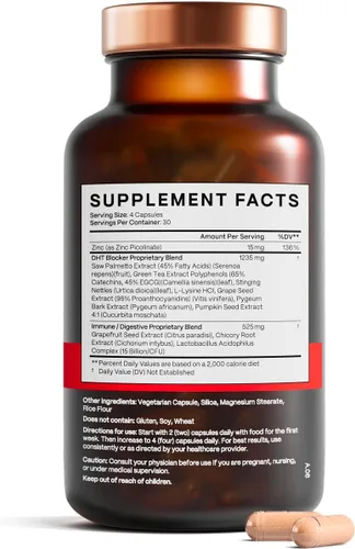 Vista 7 de DHT Blocker - Suplemento para el crecimiento del cabello para adelgazamiento genético para hombres y mujeres Aprobado* por la Asociación Americana
