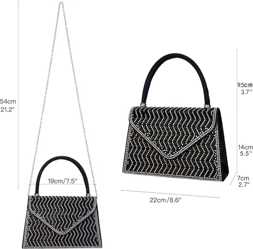 Vista 3 de Bolsos de noche para mujer, formales, embrague de diamantes de imitación, bolso de fiesta de boda con purpurina, bolso de cóctel para fiesta