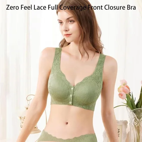 Vista 4 de Lamious - Brasier de encaje con cierre frontal para personas mayores, para mujer, Lily Zero Feel de cobertura completa, de algodón, levantamiento