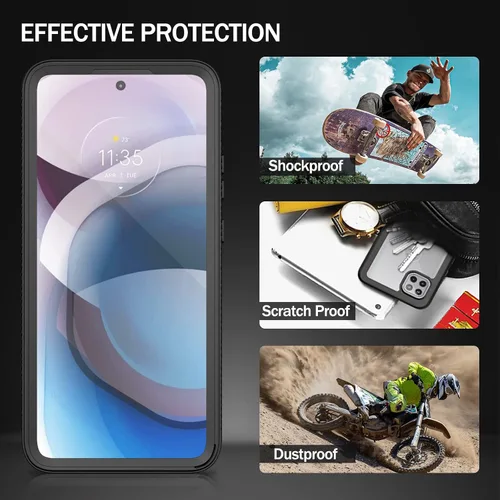 Vista 6 de Funda compatible con Motorola One 5G Ace, protector de pantalla integrado de cuerpo completo, a prueba de golpes, ajuste delgado, parachoques funda