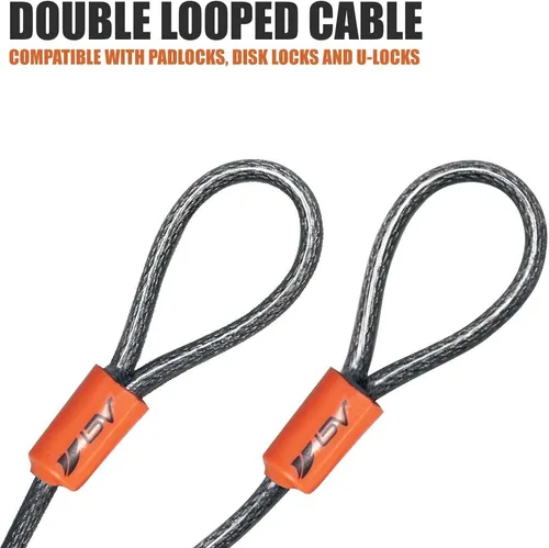Vista 4 de BV Cable de bicicleta de 2.5 pies con bucles - Cable de acero trenzado resistente al corte de 5 mm (3/16 pulgadas) - Versátil y resistente a la Única