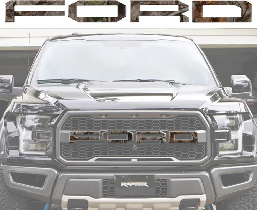 Vista 22 de Superposiciones de letras de rejilla frontal, compatibles con Raptor 2015-2020