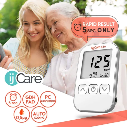 Vista 3 de Oh'Care Lite Monitor de prueba de azúcar en la sangre, tiras de prueba de glucosa y lancetas para análisis de sangre, suministros para diabéticos