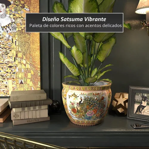 Vista 5 de ORIENTAL Furniture - Maceta de porcelana, multicolor