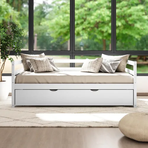 Vista 19 de Hillsdale Sofá cama individual de madera caspio con nido, color blanco