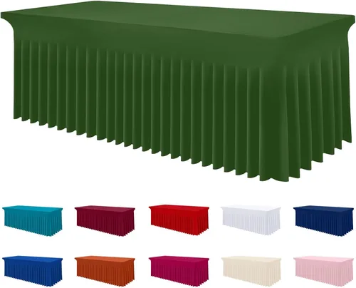 Vista 58 de Smiry Mantel de Spandex, Mantel Elástico Ajustable Extensible para Mesas Rectangulares de 6 Pies, Falda Cubierta de Mesa Impermeable y Lavable