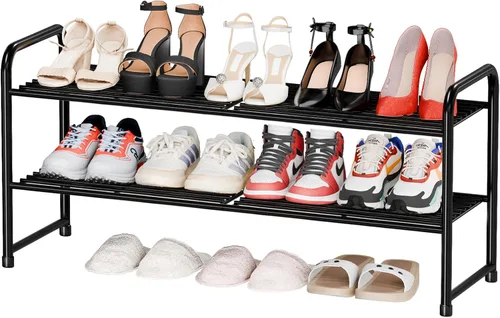 Vista 14 de Estante organizador de zapatos de acero inoxidable de metal Negro