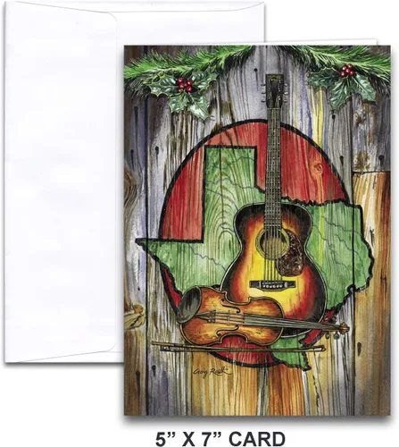 Vista 4 de The ROUTH COLLECTION Texas Music Instruments Tarjeta de Navidad con receta
