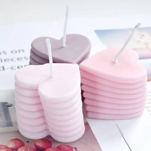 Vista 5 de 3 paquetes de moldes de vela en forma de corazón para bricolaje 3D de silicona para hacer velas de molde para hornear, molde de vela de jabón, molde