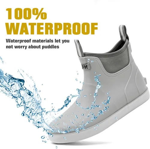 Vista 4 de Botas de cubierta para hombre, impermeables, antideslizantes, botas Gris
