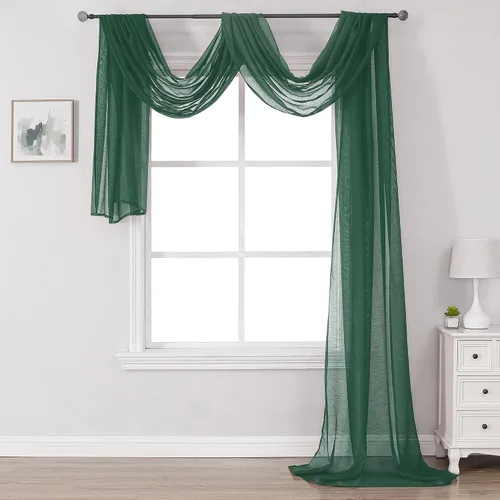 Vista 34 de Bufanda transparente para ventana de 144 pulgadas de largo, color azul bebé, perfecta como bufandas de cenefa, así como toldo de cama o decoración