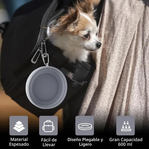 Vista 6 de SLSON Tazón de Agua para Perros a Prueba de Derrames para Autos, Cuencos de Viaje para Perros Plegables Sin Salpicaduras con Moldeo Integrado, Tazón