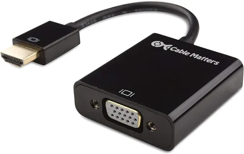 Vista 2 de Cable Matters Adaptador HDMI a VGA (convertidor HDMI a VGA) en negro y adaptador DisplayPort a VGA
