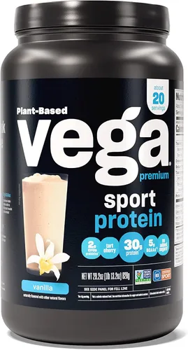 Vista 5 de Vega Proteína deportiva de vainilla en polvo premium, vegana, sin OMG y proteína deportiva de primera calidad, vegano, sin OMG