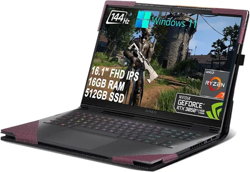 Vista 7 de Funda para portátil HP OMEN 16 de 16.1 pulgadas (16t-k000/ 16t-b100/16-n0797nr/16zn000/16-k0797nr/16zn000) Funda desmontable de piel sintética