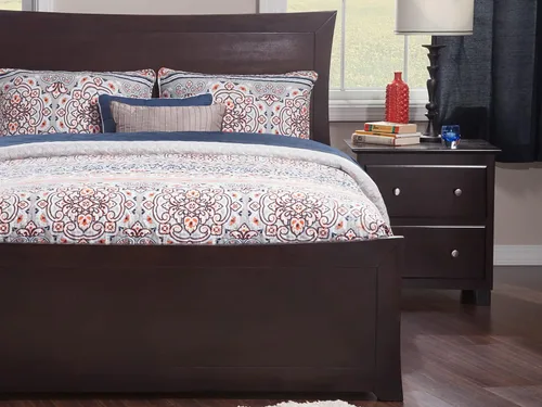 Vista 5 de AFI, Metro - Cama Queen de plataforma de madera de perfil bajo con estribo a juego, color espresso