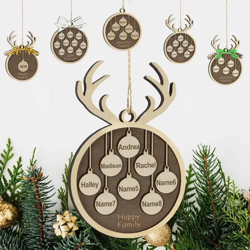 Vista 50 de Adornos de Navidad personalizados familiares de 1, 2, 3, 4, 5, 6, 7, 8, 9, 10, adornos de madera personalizados, decoraciones de Navidad, regalos