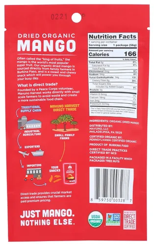 Vista 2 de Mavuno Harvest Mango seco, orgánico, 2 oz