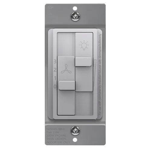 Vista 20 de TOPGREENER 3-Speed Ceiling Fan and Light Dimmer Switch, Single Pole, Gold 3-speed mechanical fans and dimmable lights only. Separate fan/light