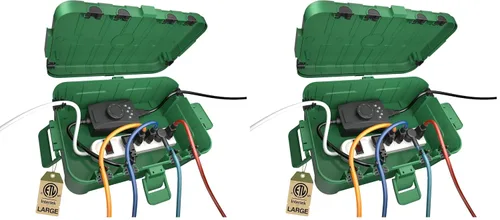 Vista 19 de IP55 Pequeña caja eléctrica al aire libre impermeable, para regleta Inner 5.9 x 3.2 x 1.8inch, Extension Cord Cover with Detachable Awning Covers