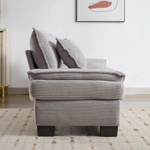 Vista 4 de Sofá biplaza extragrande de 84 pulgadas, asiento profundo de pana, sofá biplaza con almohadas, moderno y tapizado, cómodos sofás para sala de estar