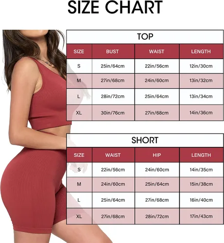 Vista 6 de Conjuntos de entrenamiento para mujer, 2 piezas, sin costuras, acanalada, sin costuras, brasier deportivo, pantalones cortos de cintura alta, trajes