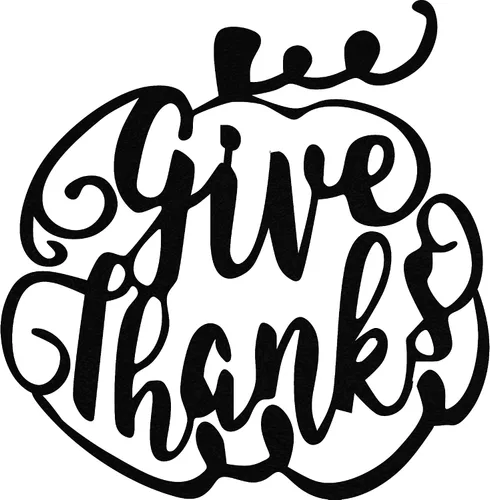 Vista 3 de Give Thanks Pumpkin - Arte de pared de metal - 18" X 18" - Negro