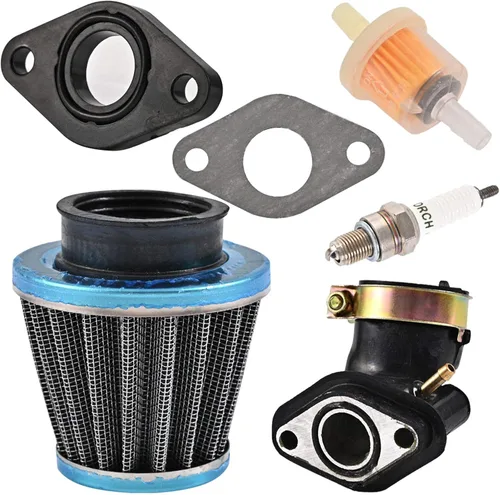 Vista 5 de Trkimal GY6 50CC 49CC Carburador para 139QMB 4 tiempos Scooter ATV ciclomotor Go Kart Taotao Motor 0.709 in carb+1 colector de admisión, 1 filtro