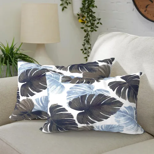 Vista 59 de DYTXIII Paquete de 2 almohadas lumbares impermeables para exteriores con rellenos, 12 x 20 pulgadas, almohada decorativa rectangular para patio