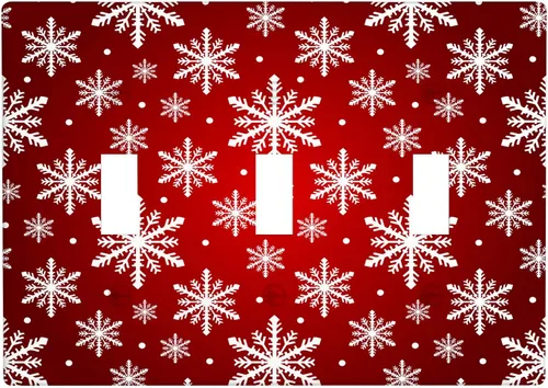 Vista 49 de Cubierta de interruptor de luz dúplex de 1 banda, cubierta decorativa de Navidad con copos de nieve rojos, placa frontal decorativa para cocina